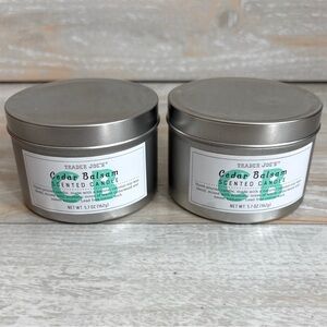 Trader Joe's Lot of 2 Cedar Balsam Scented Soy Wax Candle 5.7 oz Tin